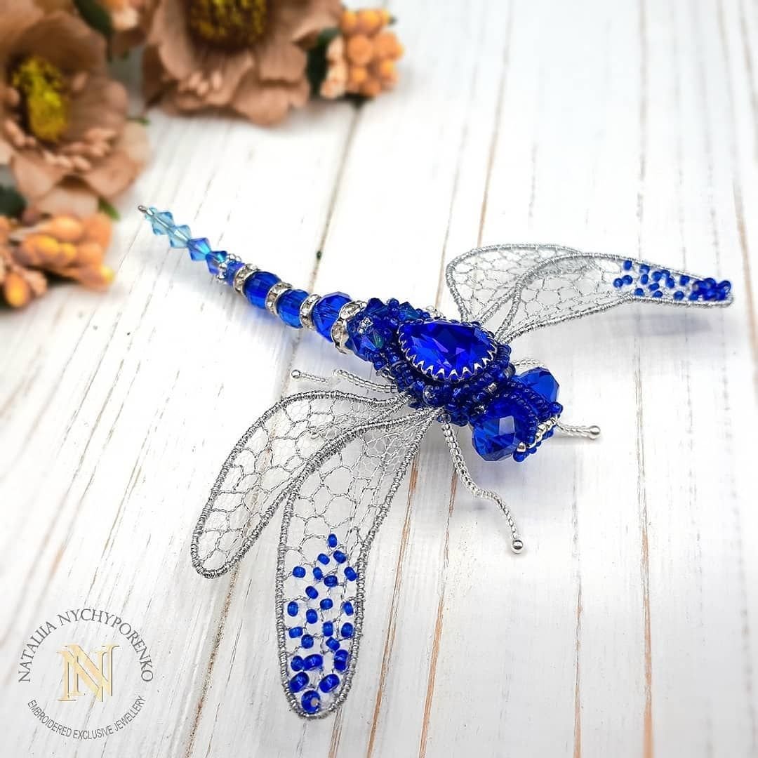 Брошка голубая бабочка Санлайт