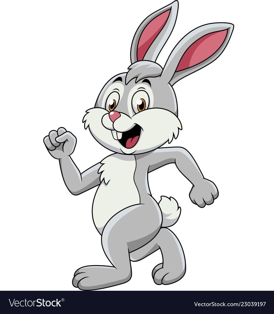 Мультяшные зайчик прыгает