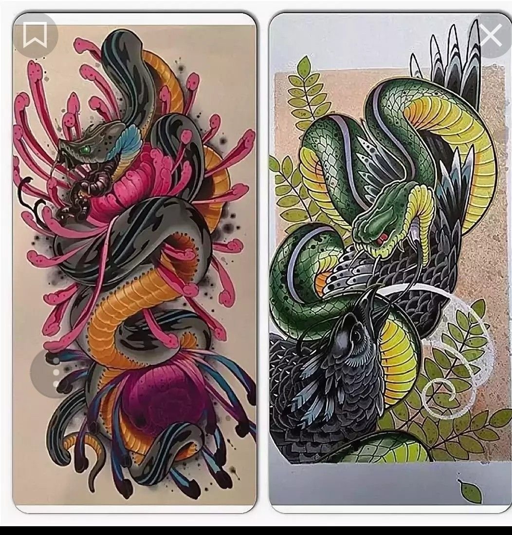 Эскизы в японском стиле цветные