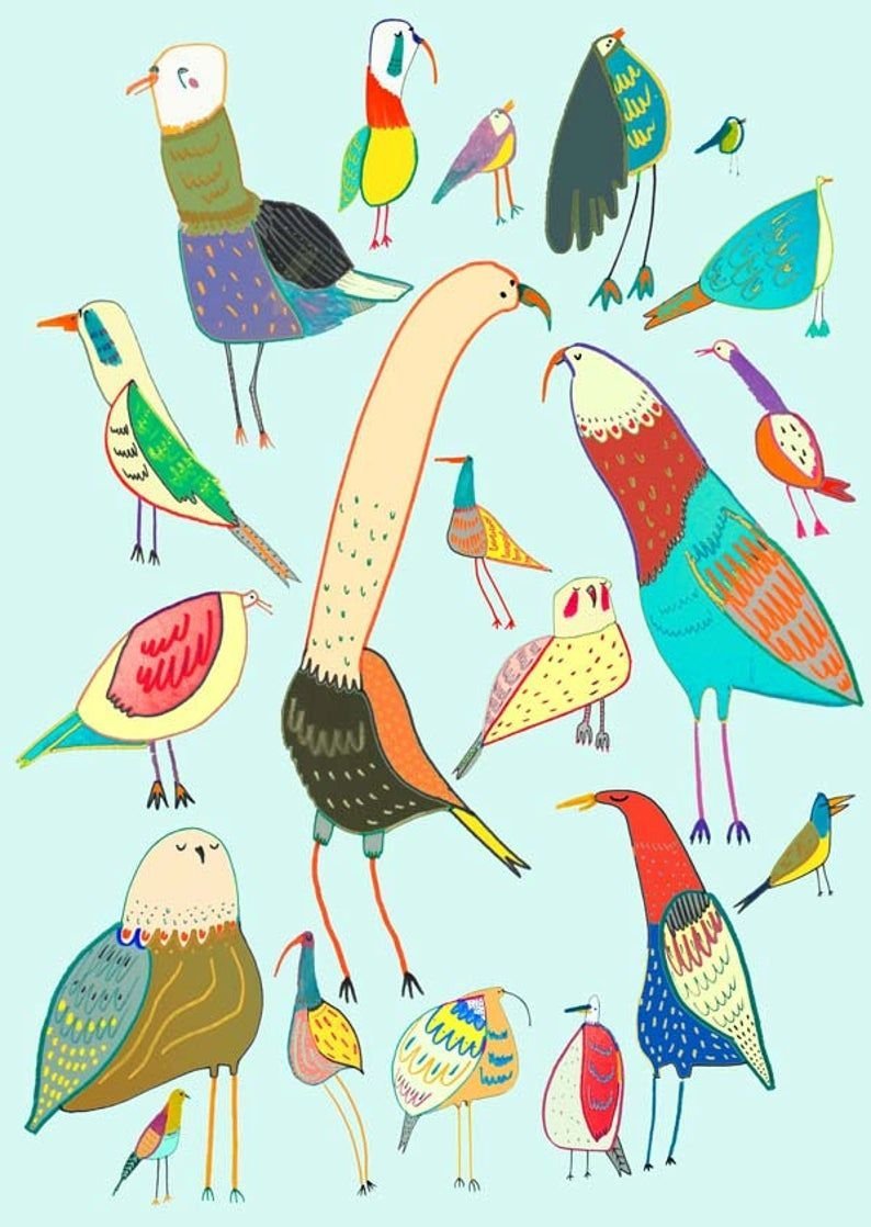 Постер с птицами в детскую