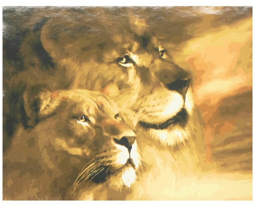 Алмазная мозаика львиная семья