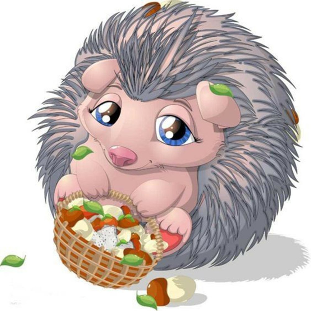 Ежик с корзинкой грибов