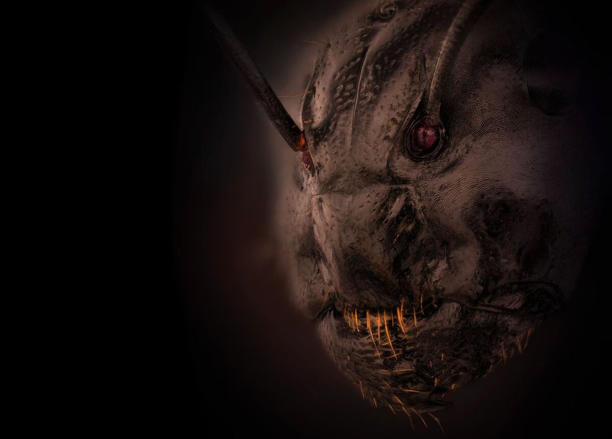 Увеличенная морда муравья