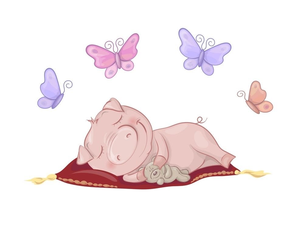 Поросенок спит рисунок