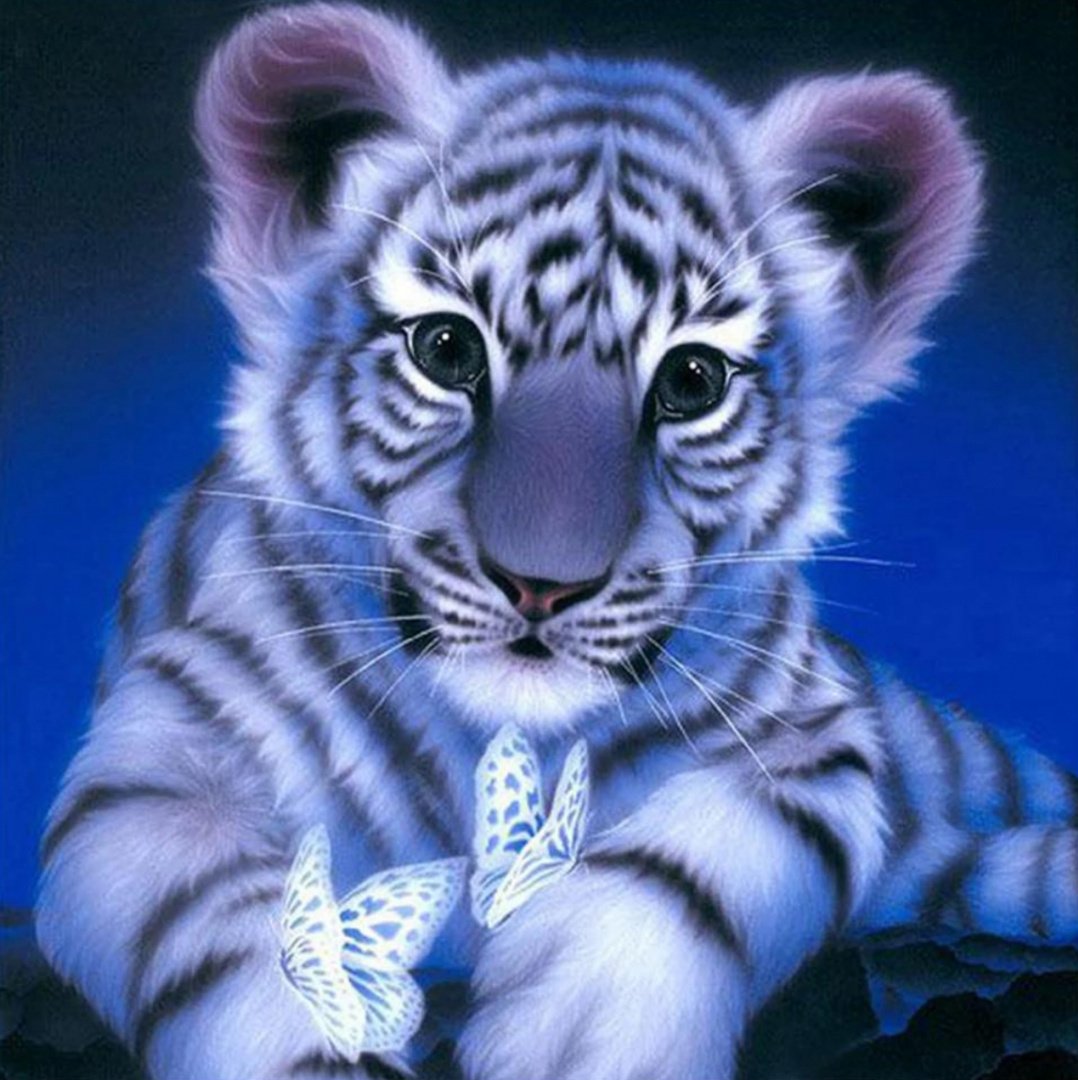 Алмазная мозаика синий Тигренок