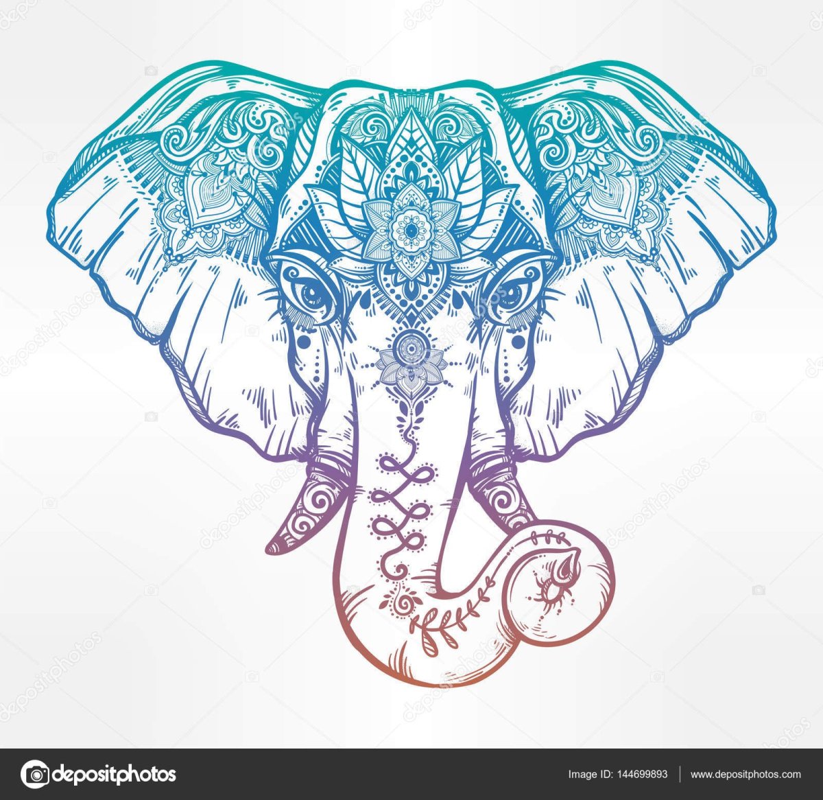 Орнамент голова слона спицами