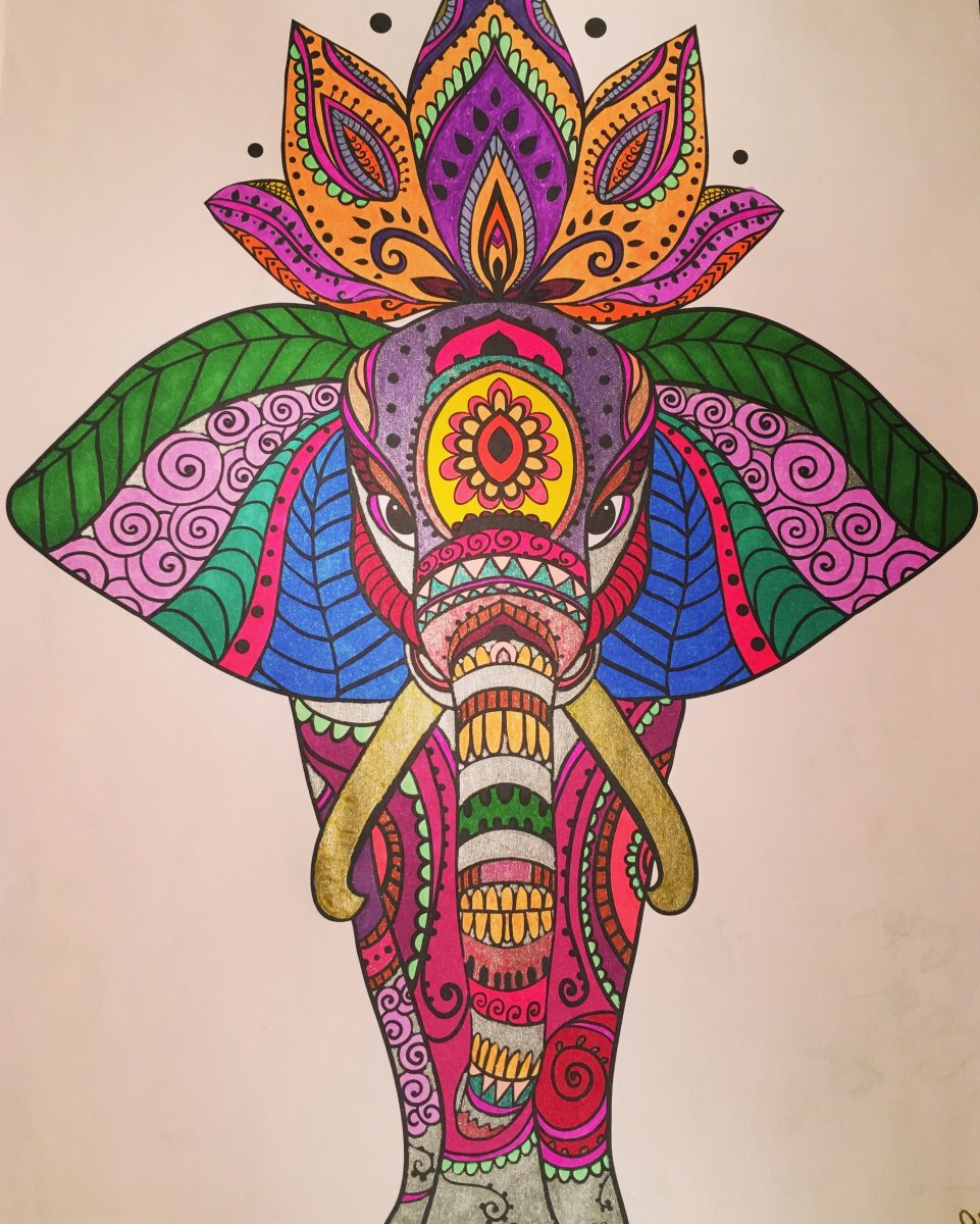 Мандала в стиле трибал слон