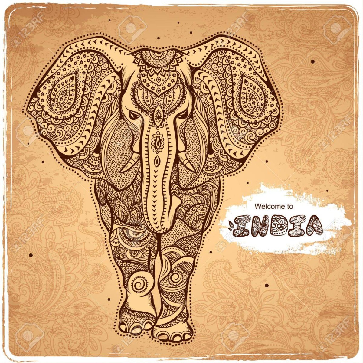 Карта Индии в виде головы слона