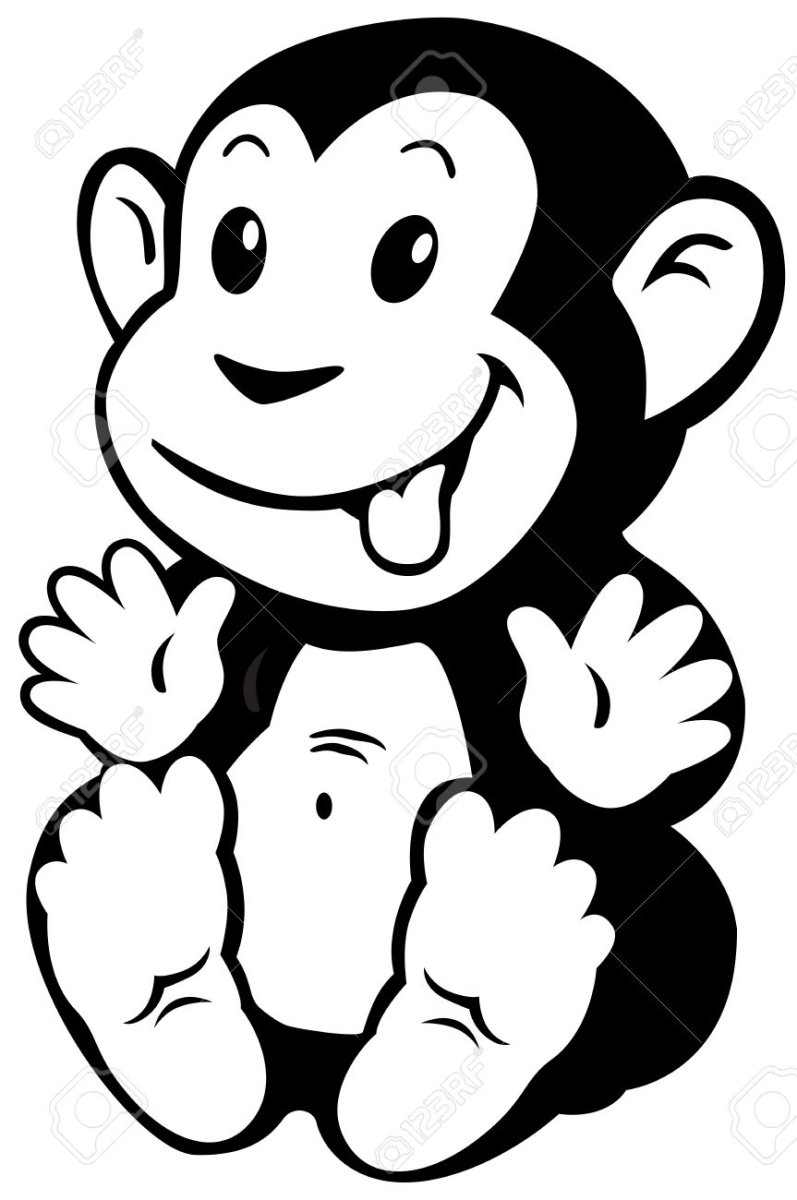Обезьяна черно белая