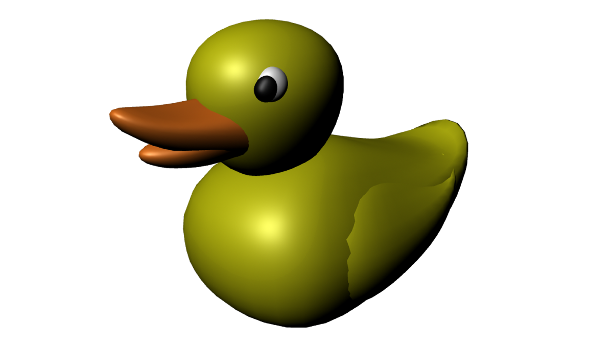 Утка на зеленом фоне