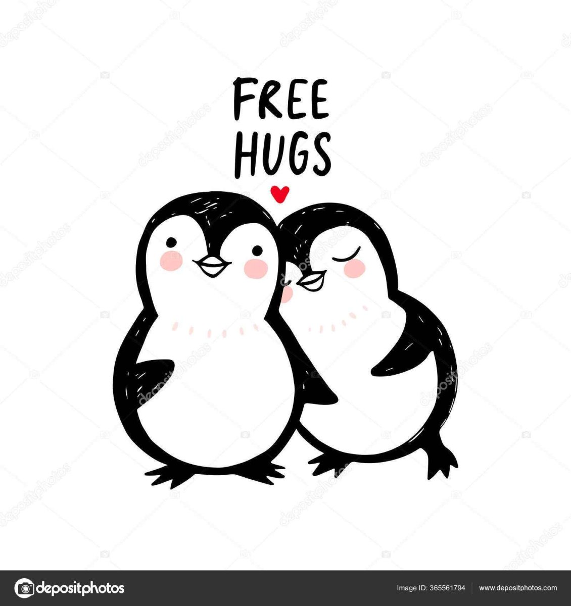 Пингвины обнимаются рисунок