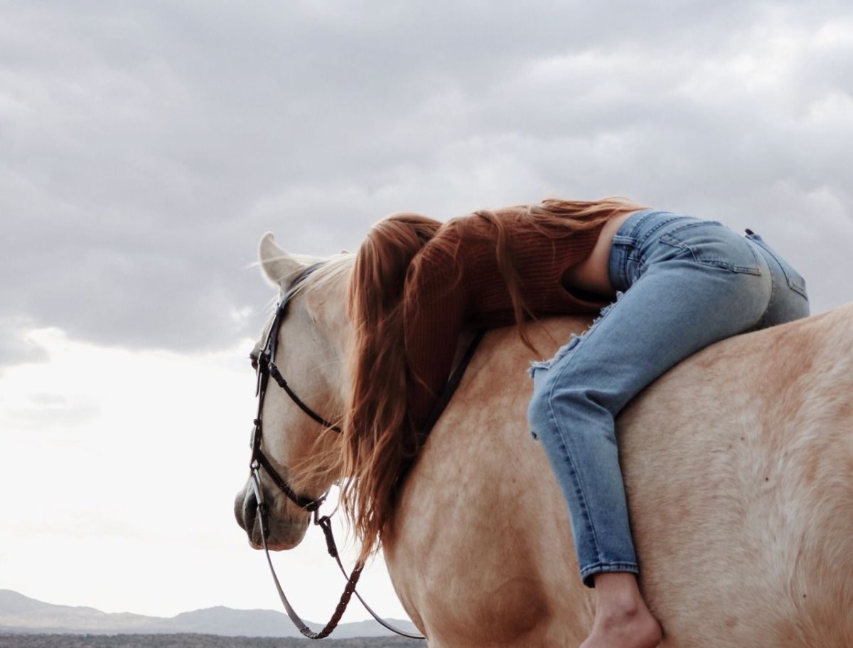 Девушка на лошади без лица