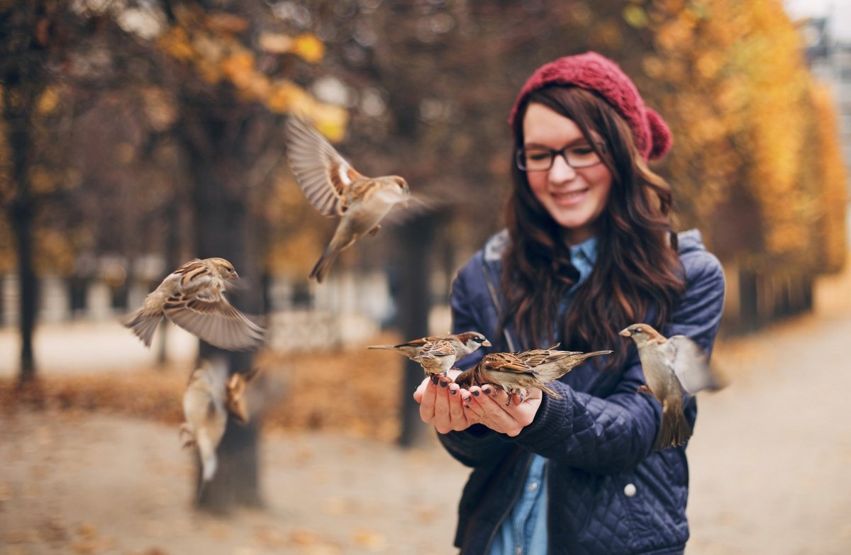 Девушка с птицей на руке