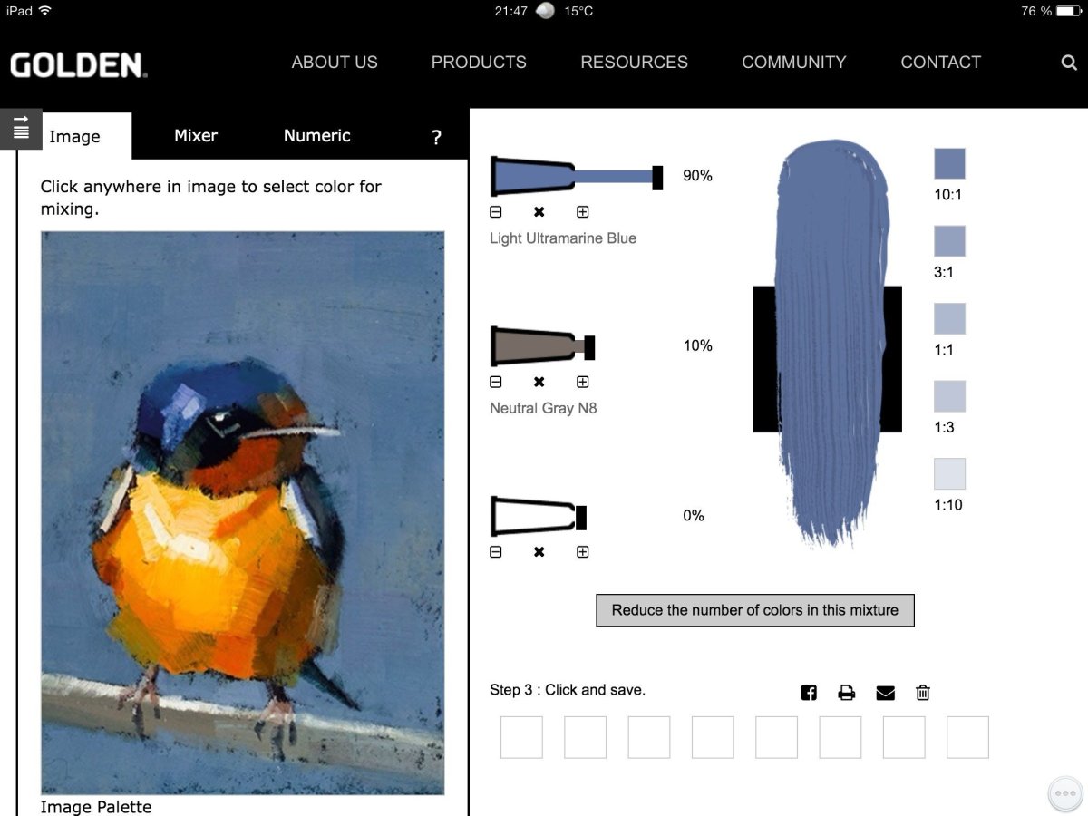 Виртуальная палитра goldenpaints