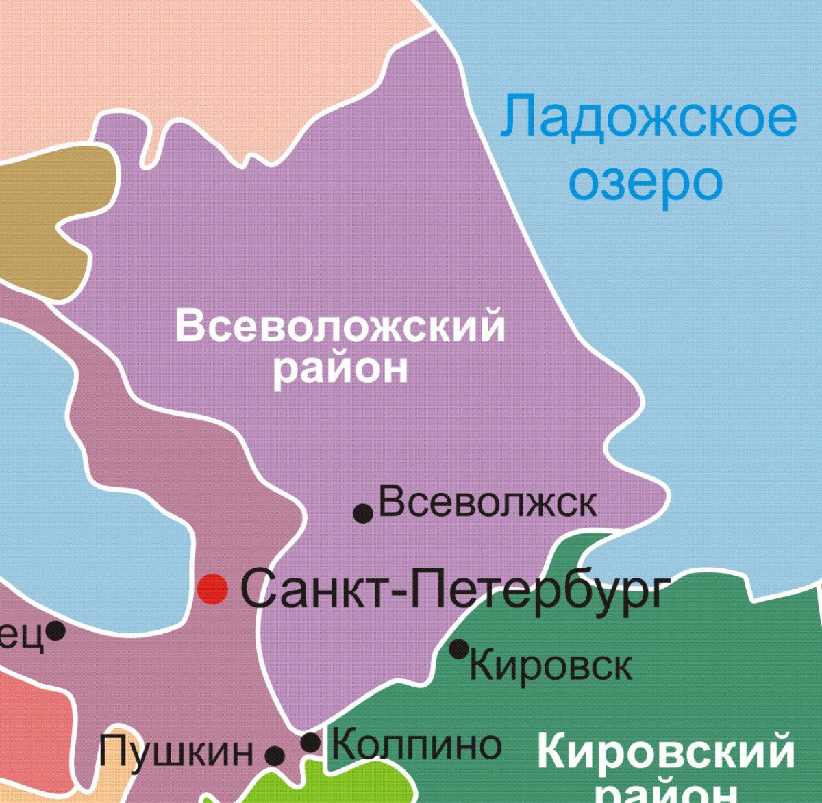 Всеволожский район Ленинградской области на карте