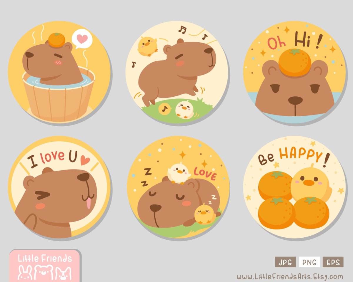 Милые наклейки для распечатки капибара