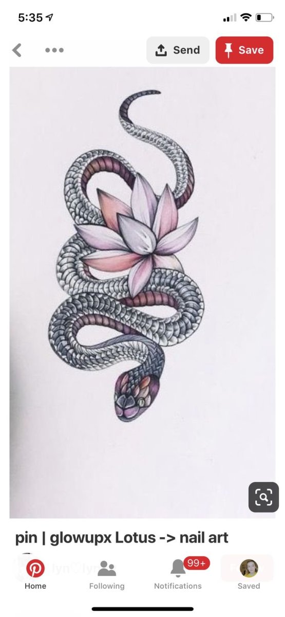 Тату Кобра с цветами