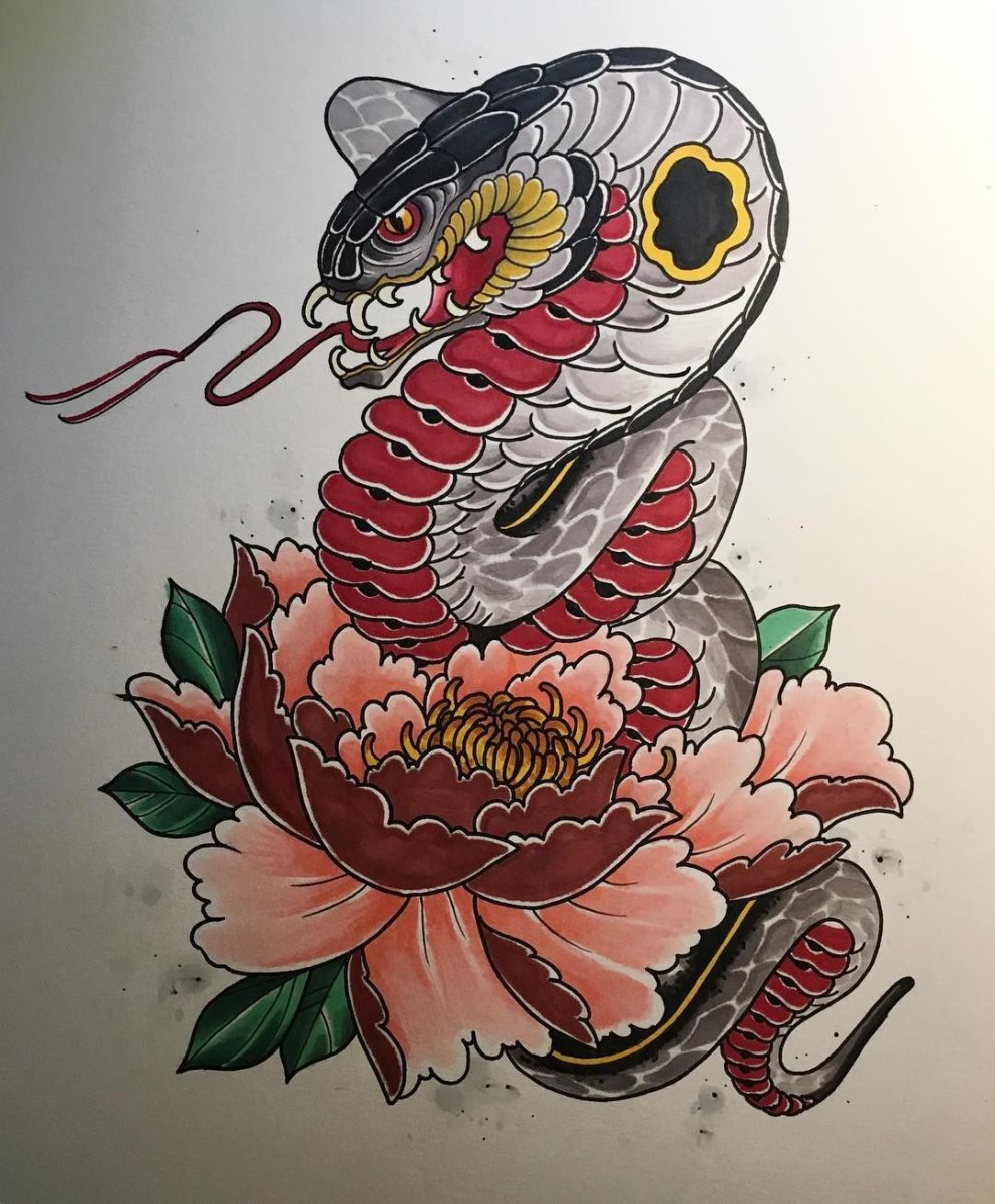 Японские змеи тату