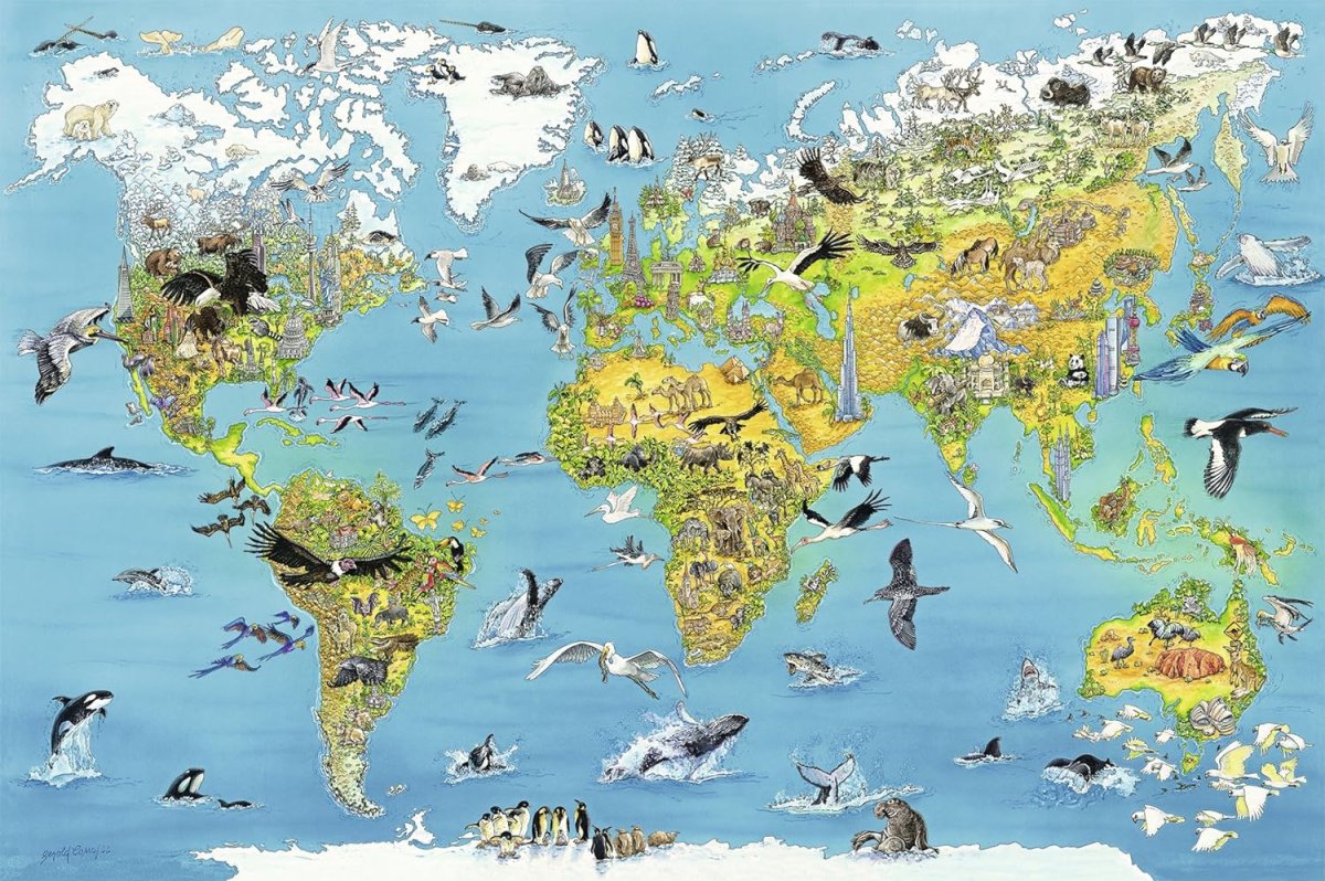 Пазл Ravensburger карта мира с животными