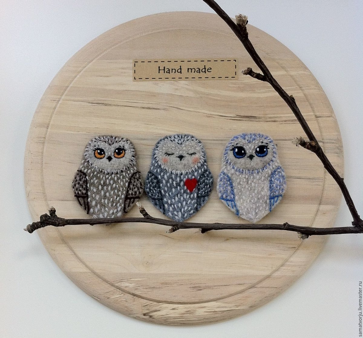 Брошка Сова вышитая