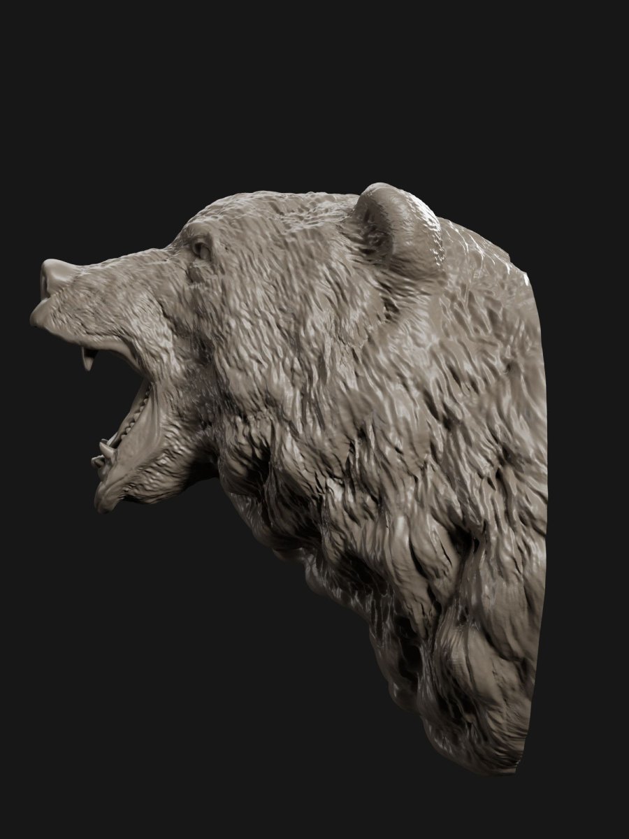 Резьба по дереву голова медведя сбоку