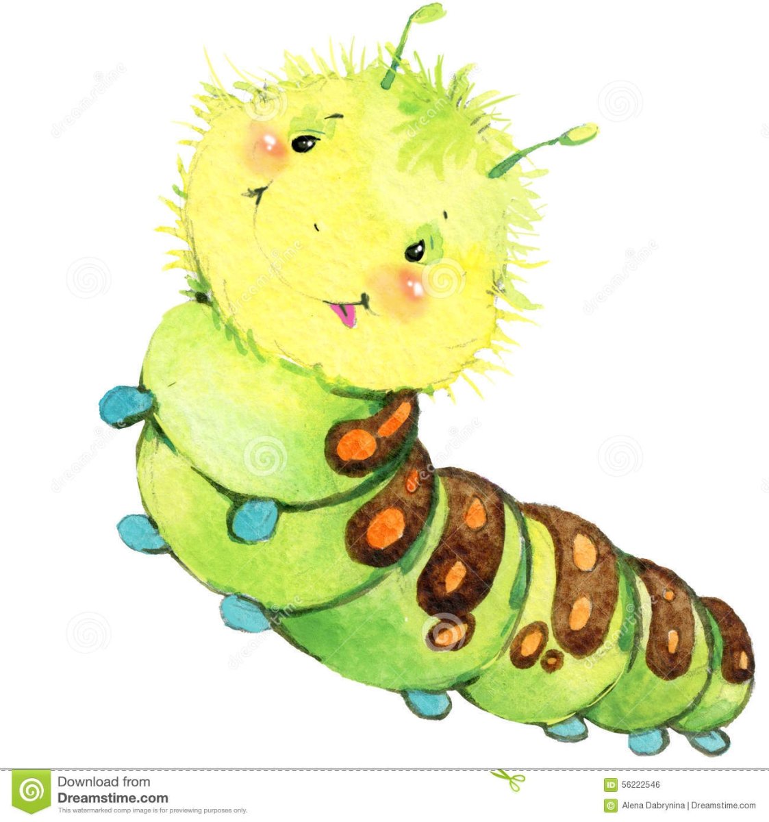 Гусеница акварелью