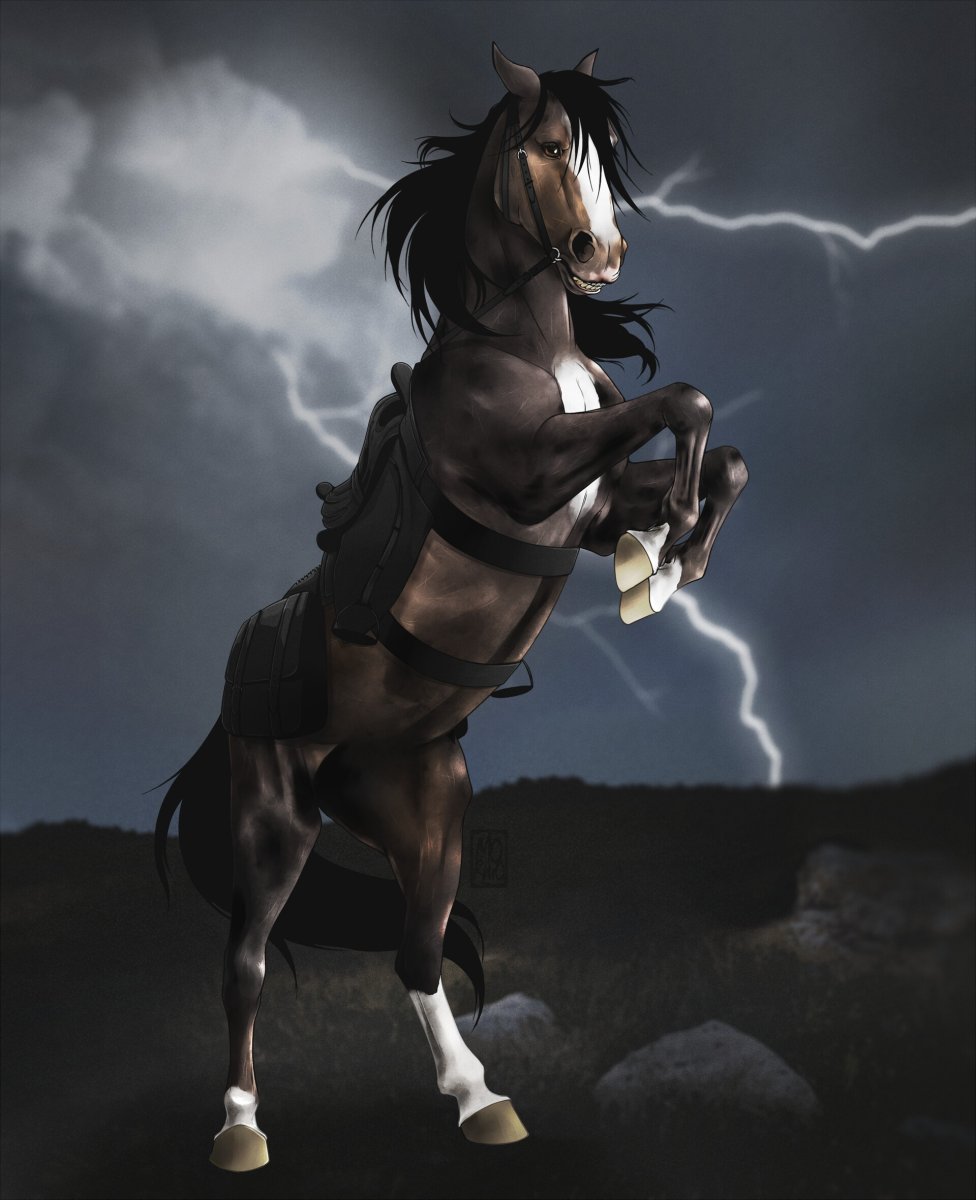 Мустанг конь арт