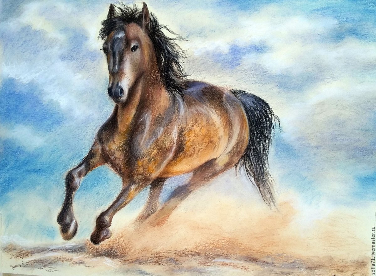 Мустанг лошадь живопись