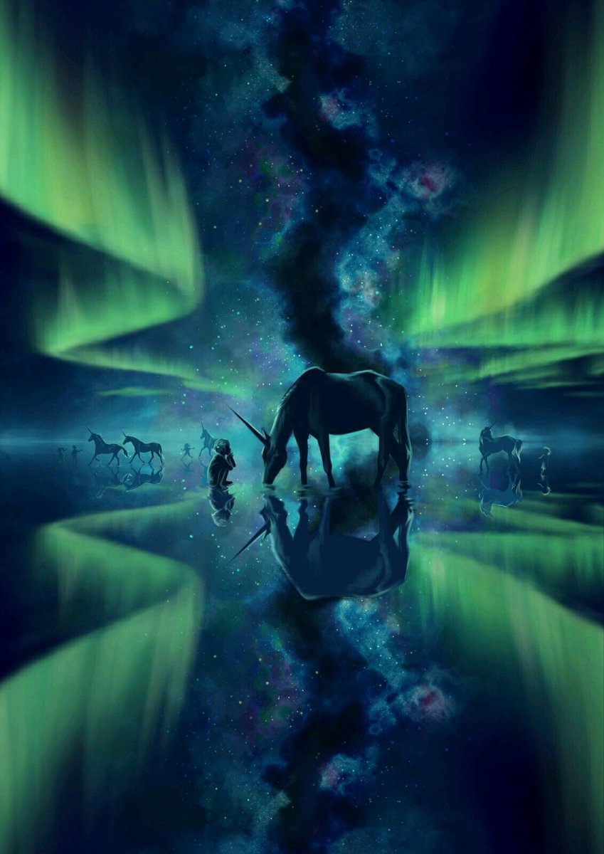 Лошадь ночью арт