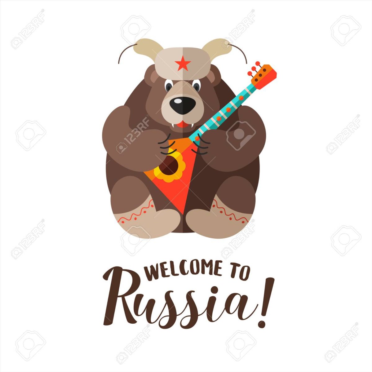 Медведь с балалайкой вектор