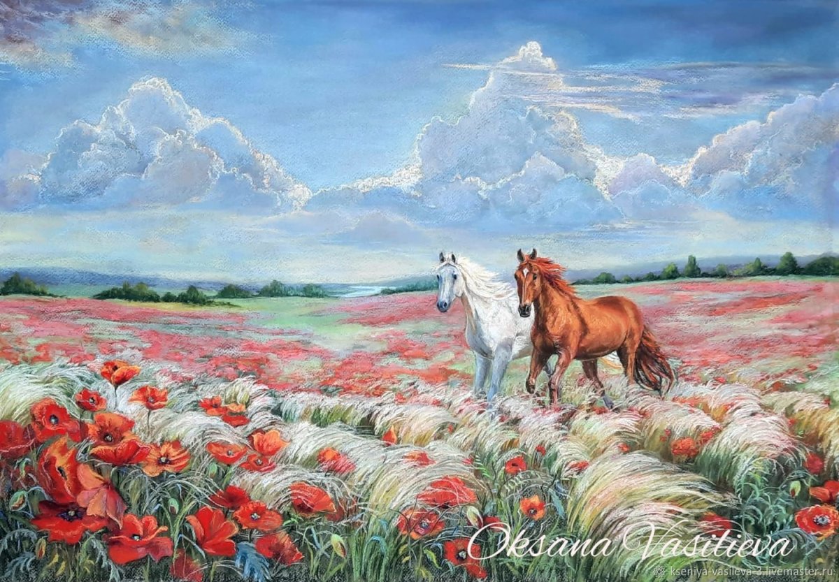 Купить картину кот в маковом поле