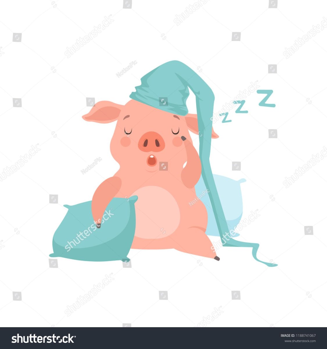 Свинья спит на подушке