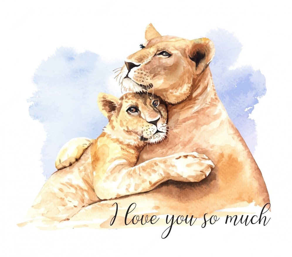 Львица и Львенок рисунок