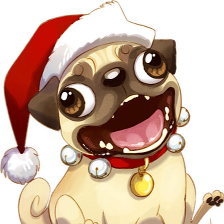 Мопс новый год арт