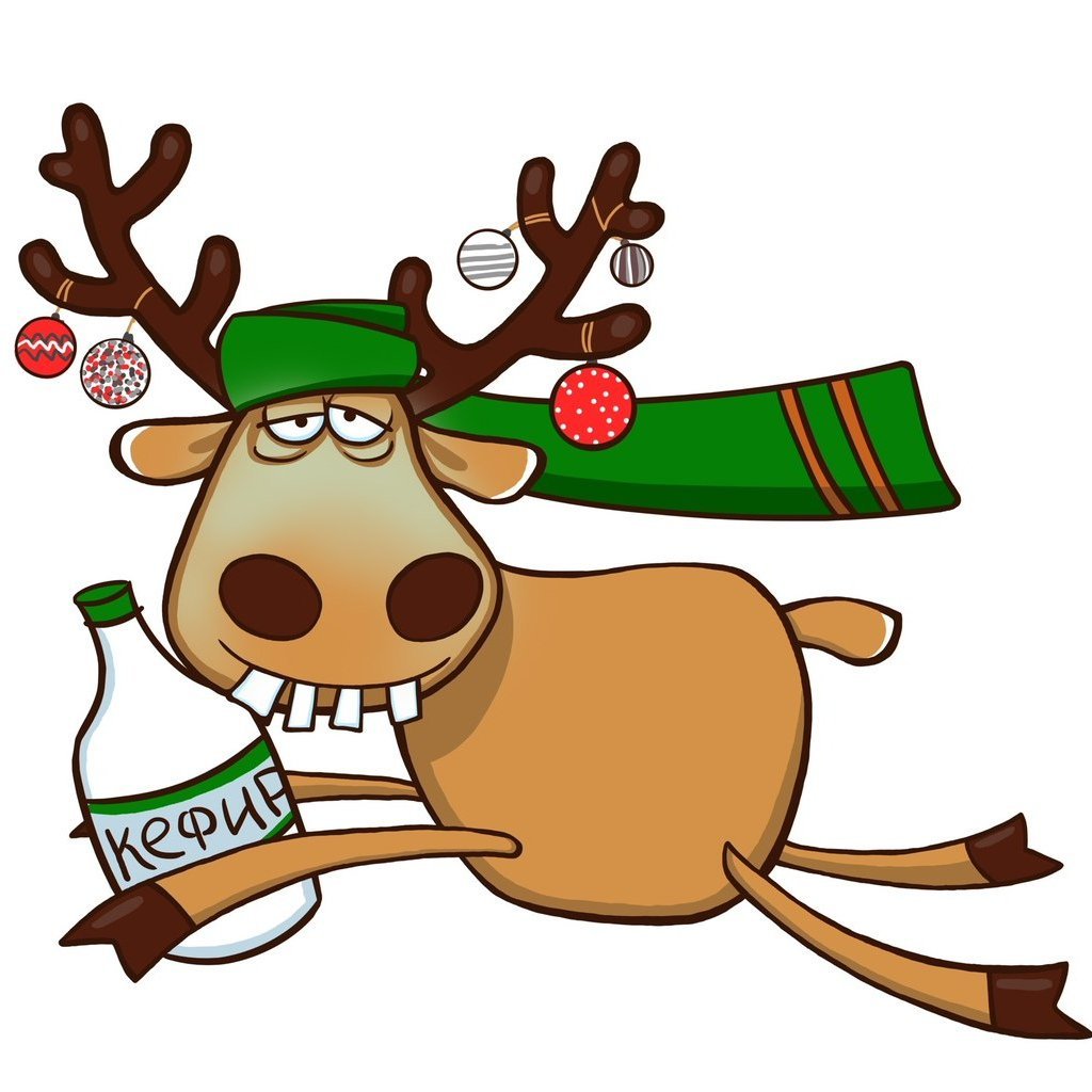 Смешной новогодний олень