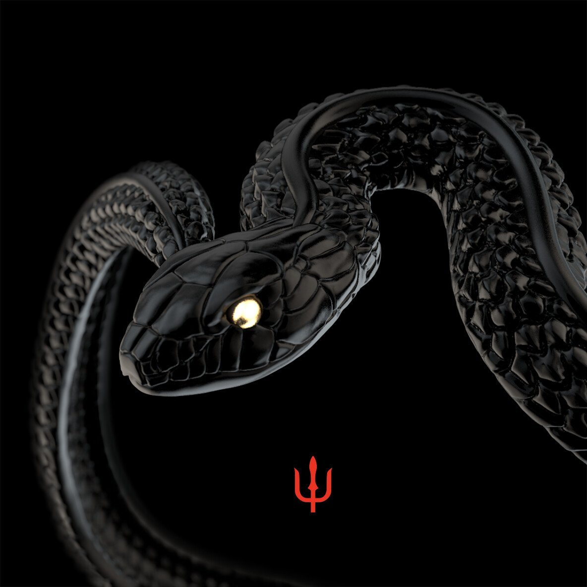 Чёрная змея с жёлтыми глазами