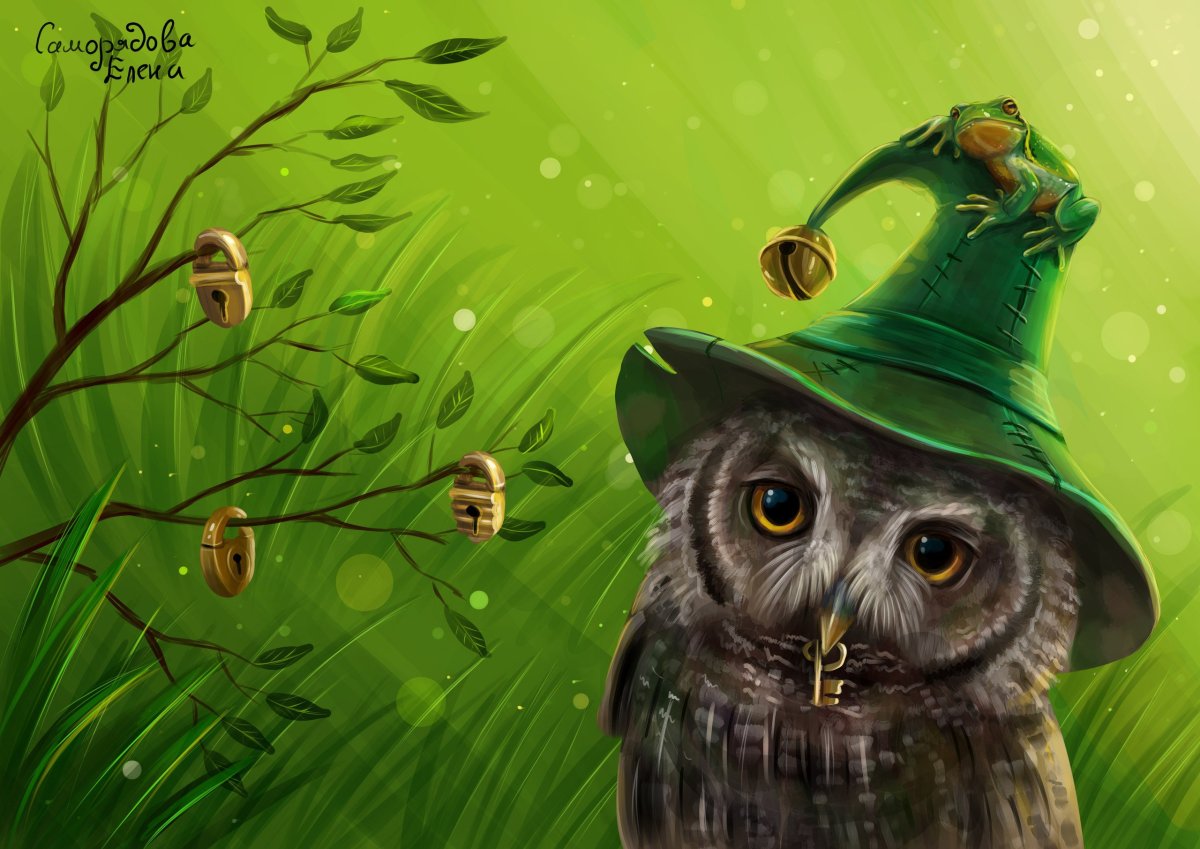 Филин с лягушкой