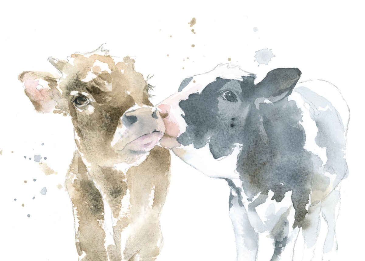 Christmas Cow акварель