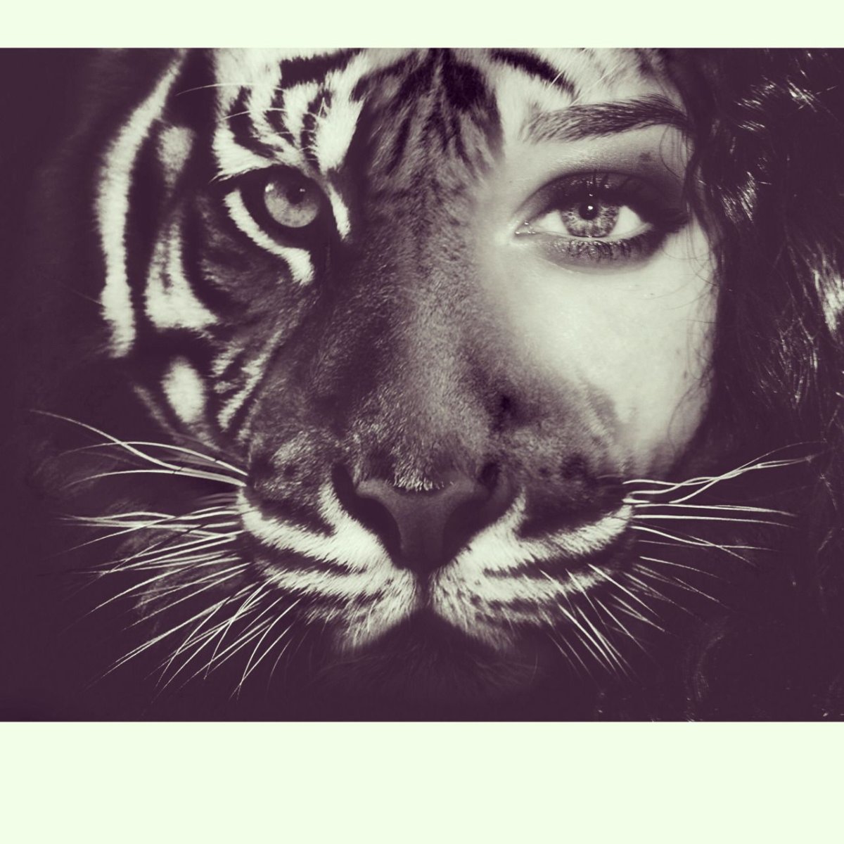 Лицо девушки с тигром