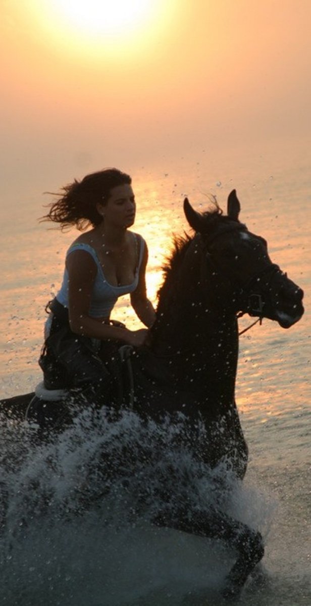 Девушка на лошади у моря
