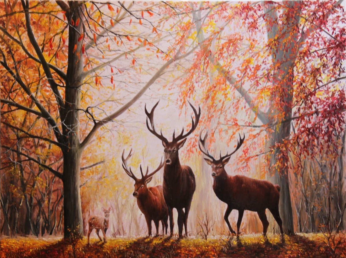 Осень пейзаж с животными