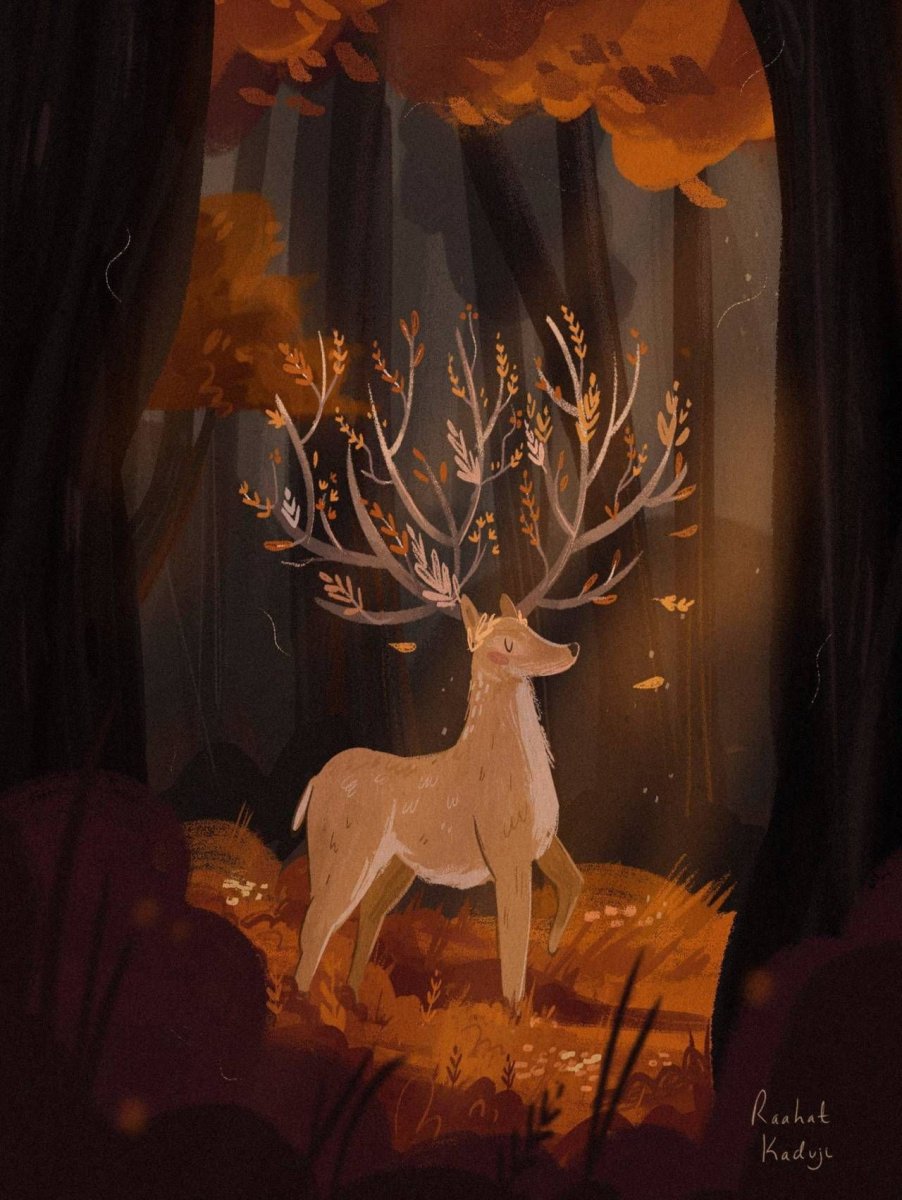 Олень осень рисунок