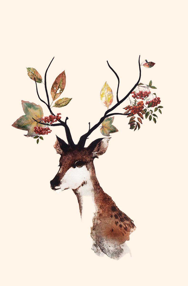 Осенний коллаж олени