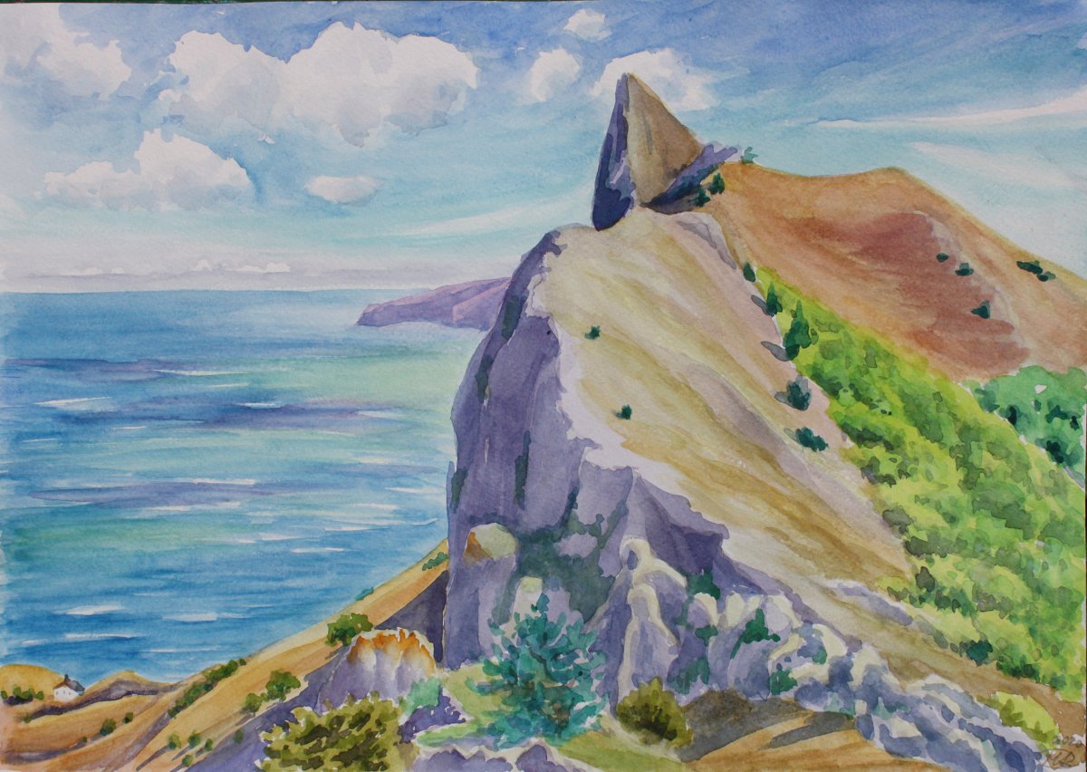 Карадаг акварелью