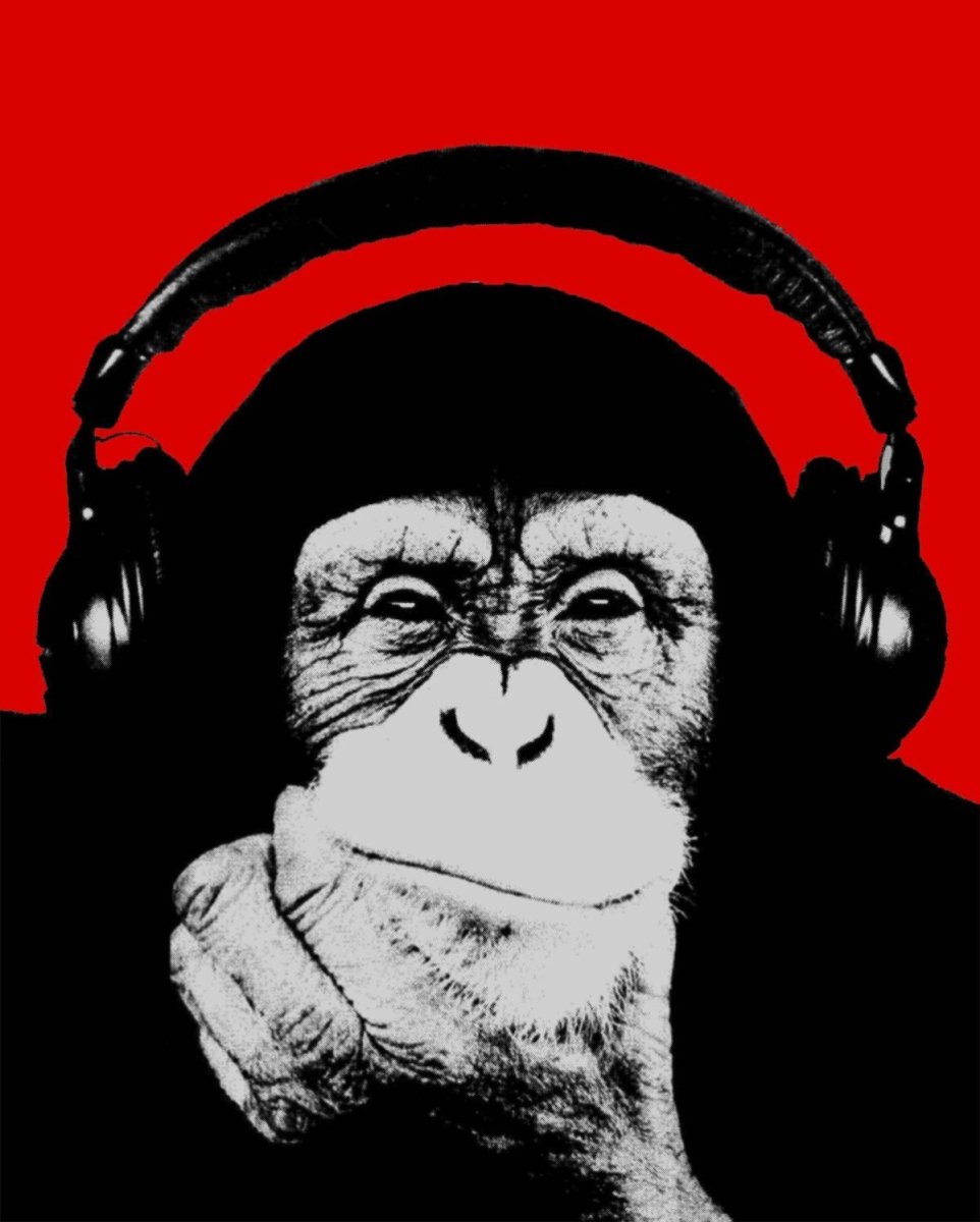 Обезьяна в наушниках