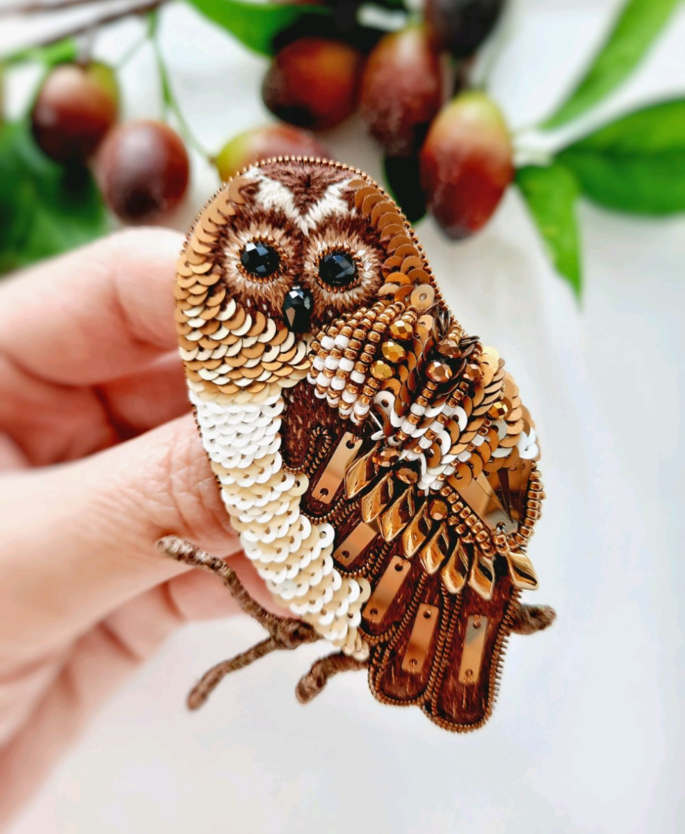 Брошь Сова Филин Совушка птица 76 украшения livemaster