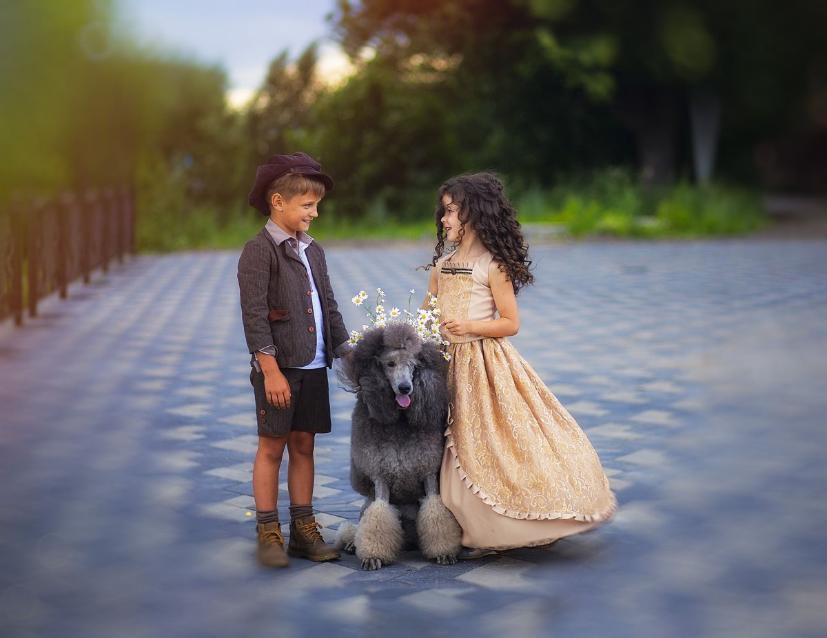 Семья с пуделем