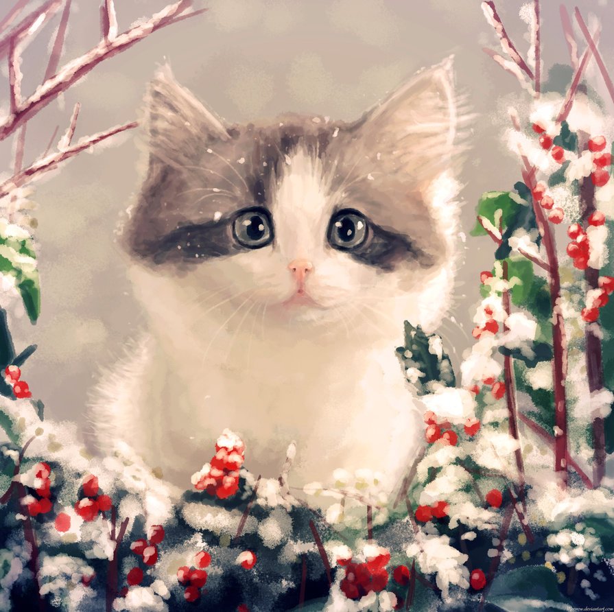 Зимний кот на аву