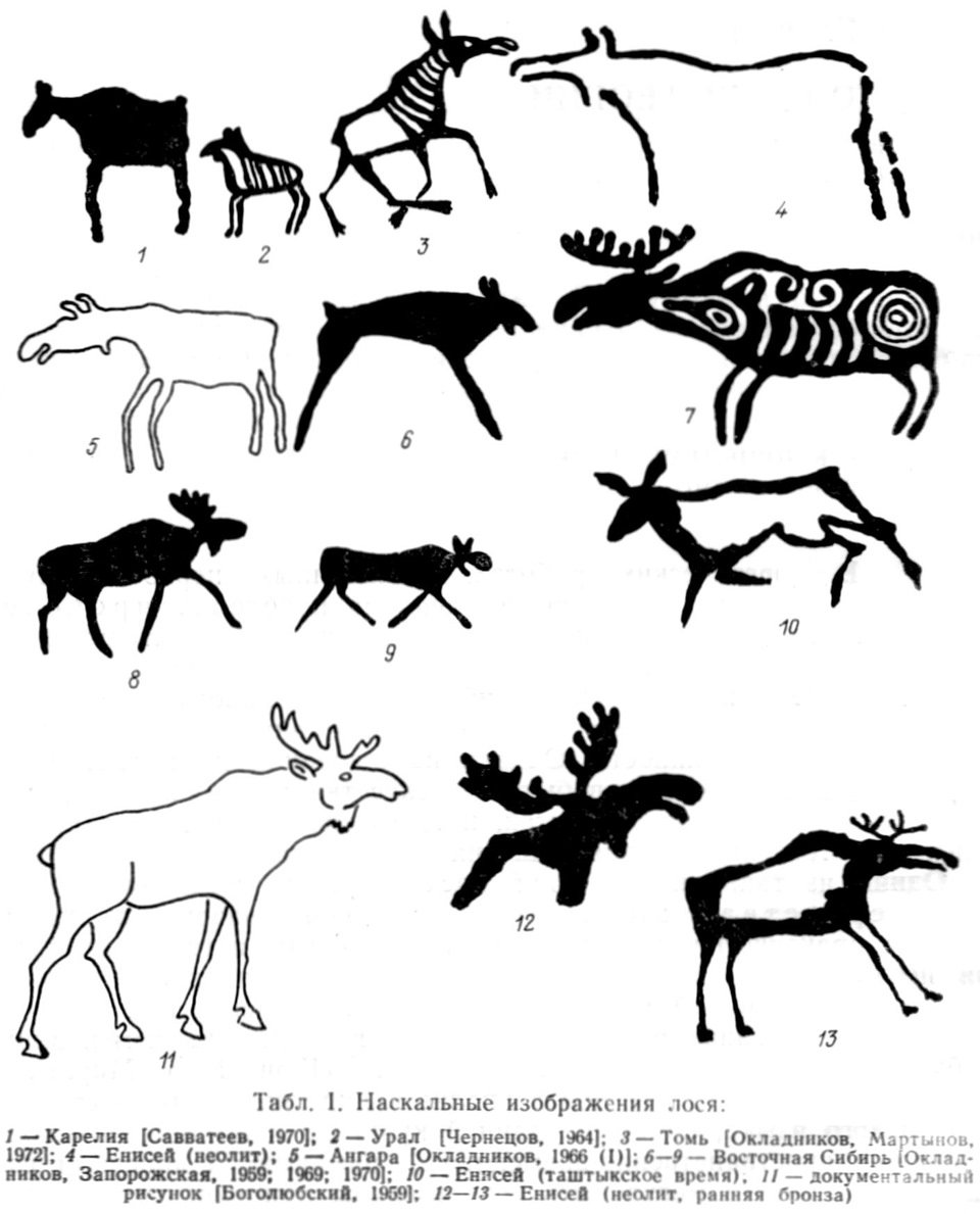 Изображение лосей Карелия петроглифы