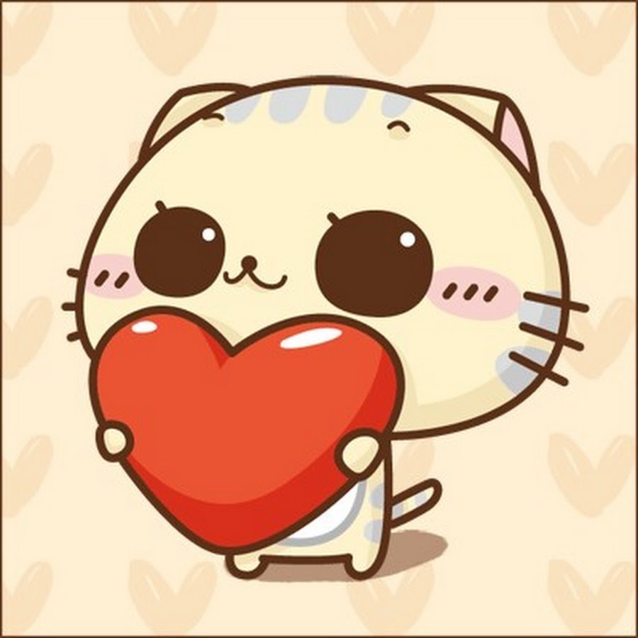 Котик с сердечком арт